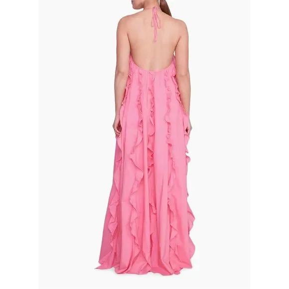 Staud Marika Ruffled Halter Gown